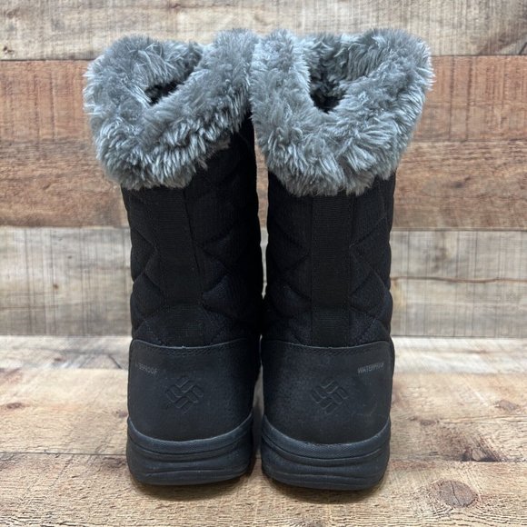 Columbia Womens Black Suede Waterproof Faux Fur Winter Boots Slip On Size 7 - Picture 3 of 6